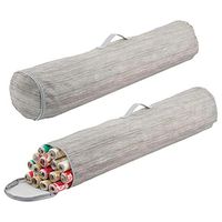 mDesign Soft Stripe Gift Wrap Storage Bag Tube with Handles - Side Handles, Stores Long Rolls of Gift Wrap - Taupe/Tan