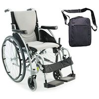Karman S-Ergo 115 Ultra Lightweight Ergonomic Wheelchair | Seat Size 20" X 17" | Swing Away Footrest | Fixed Wheels in Silver & Free Front Zip Pocket Medical Utility Bag Black!