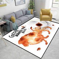 Bigdatastore Coffee Art Natural Fiber Area Rug for Baby Nursery, Be Brave and Courageous Inspiration Motivation Nature Wild Lion, Easy Maintenance Area Rug Living Room Bedroom Carpet(2'x 3')