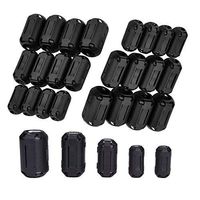 BestTong 40 Pack Clip-on Ferrite Ring Cores, RFI EMI Noise Suppressor Cable Clip for 3mm/ 5mm/ 7mm/ 9mm/ 13mm Diameter Led Light Radio Static, Black Noise Filter Clip