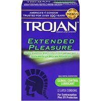 Trojan Pleasures Extended Pleasure Lubricated Latex Condoms 12 Ct (3 Pack)