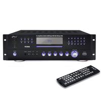 Pyle 4 Channel Home Audio Power Amplifier - 3000 Watt Stereo Receiver w/ Speaker Selector, AM FM Radio, USB, Headphone, 2 Microphone Input for Karaoke, Surround Sound Home Theater System - PD3000A