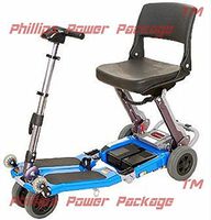 Free Rider USA - Luggie Standard - Compact Lightweight Foldable Scooter - 4-Wheel - Blue - Phillips Power Package TM - to $500 Value