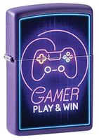 Zippo Gamer Controller Design Purple Matte Pocket Lighter