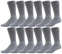 12 Pairs Diabetic Socks for Men, Non Binding Cotton Sock, Promotes Blood Circulation, Therapeutic (Gray), Size 10-13