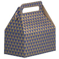JAM PAPER Gable Gift Box with Handle - Small - 3 1/4 x 6 x 3 - Purple & Gold Diamond - Sold Individually