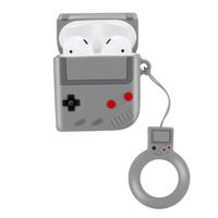 Super Cute Game Boy Shape Case for AirPods, 3D Cartoon Soft Silicone Protective Mini Bag Headphone Cases Retro Creative for Apple Airpods 1 & 2 Stand Cover with Finger Loop (Gray)