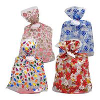 Christmas House Cellophane Cookie Tray Bags, 3-ct. Packs (Set of 4) Each Pack Includes 3 Ribbon Ties