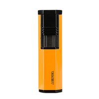 LUBINSKI Windproof Cigar Lighter, Double 2 Torch Jet Flame Butane Cigarette Lighter Refillable for Home Kitchen Cooking BBQ Topsense (Yellow)