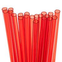 20 Short Reusable Plastic Straws Medium Width + Sturdy Cleaning Brush - For Cocktails, Small Glasses or Cups, and Kids Drinks - Red Value Pack - BPA PFOA Free