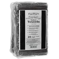 ForPro Premium Bleach Tough Salon Towels, Cool Grey, 100% Cotton, Bleach-Proof, Stain Resistant, 16” W x 27” L, 24-Count