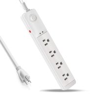 Surge Protector Power Strip 4 Outlet 6ft Heavy Duty Extension Cord with Circuit Breaker Fast Charge - Ideal for Personal Electronics Small Appliances and More - White