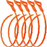 Snake Hair Drain Clog Remover Cleaning Tool, Hair Drain Clog Remover and Removal Opener Sink and Bathtub, 20.5 Inch, Orange, Set of 5