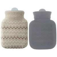 Formemory Silicone Hot Water Bottle with Spiral Cover, Fashion Knit Cover Warm Water Bottle for Birthday, Christmas, Valentine's Day Gift (Gray)