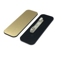 Name Tag/Badge Blanks - 10 Pack - Brushed Gold 1" X 3", Round Corners, Pin