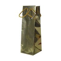 JAM PAPER Wine Gift Bags - 5 x 3 1/2 x 13 - Gold Foil Diagonal Pinstripe - Sold Individually