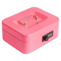 Decaller Cash Box with Combination Lock, Safe Metal Small Locking Box with Money Tray, 7 4/5" x 6 4/5" x 3 3/5" (Small, Pink)