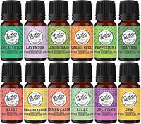 Wild Essentials Top 6 Single Note and Top 6 Synergy Oil Blend, 100% Premium Essential Oils Starter Kit, Gift Set, Sampler 10ml Bottles