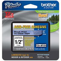 2/Pack Genuine Brother 1/2" (12mm) Black on Clear Acid Free Adhesive TZe P-touch Tape for Brother PT-1290, PT1290 Label Maker