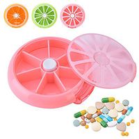 Yosoo Portable Rotating Pill Box 7 Day Medicine Vitamins Container Storage Dispenser, Cute Fruit Style (Pink)