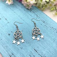 1 pair Pentagram Star Earrings Celestial Earrings Pagan Earrings Wiccan Earrings