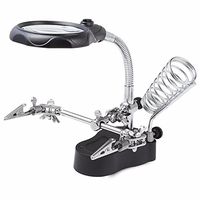 Desk Magnifier, KKmoon Tabletop 3.5x 12X Helping Hand Alligator Clip LED Magnifying Lamp Soldering Iron Jewelry Stand Lens Desk Adjustable Light Black