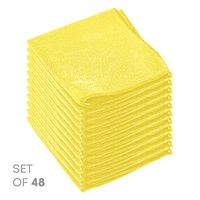 Super Soft Microfiber Cleaning Cloth - Set of 48 Yellow Washcloths - 12 x 12 Inches - By Etienne Alair