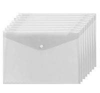 12pcs Transparent PP Water Resistant File Holder Filing Envelope with Snap Button - White
