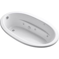 KOHLER K-1164-S1-0 Sunward ExoCrylic Drop-In Whirlpool with End Drain, White, 72 x 42-Inch
