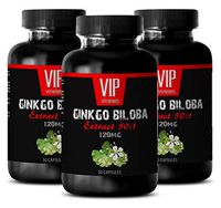 Energy and Focus - Ginkgo BILOBA 120MG - Extract 50:1 - antiaging Capsules - 3 Bottles (150 Capsules)