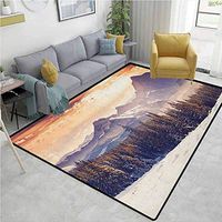 Nature Moiré Kids' Rugs, Evening Winter Landscape with Dramatic Surreal Overcast Sky and Majestic Mountains, Durable Carpet Area rug - Living Dinning Room Bedroom Rugs and Carpets(2.5'x 9') Multicolor