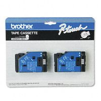 Brother P-Touch : TC Tape Cartridges for P-Touch Labelers, 1/2w, Black on White, 2/Pack -:- Sold as 2 Packs of - 2 - / - Total of 4 Each