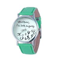 Balakie Unique Funny Watch Women Men Analog Quartz Whatever,I''m Late Anyway Wrist Watch (Green, Alloy)