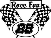 Checkered Flag Nascar Race Fan Number 88 Graphic Car Truck Window Decal Sticker - Die cut vinyl decal for windows, cars, trucks, tool boxes, laptops, MacBook - virtually any hard, smooth surface