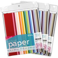 Craft Craze 100-Piece Premium Quality Tissue Gift Wrapping Paper Crafts, Packing and More, 20 x 26 inches (100 Sheets), Assorted Colors (3-Pack)