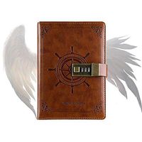 Peninsula Iron Box Digital Password Notepad Notebook Diary Daily Memos Planner Agenda Notebook Pu Leather Sketchbook with Lock Office Student Password JUSTMOO (Color : Brown)
