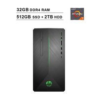 2019 Newest HP Pavilion 690 Gaming Desktop (AMD 8-Core Ryzen 7 2700 3.2GHz up to 4.1 GHz, 32GB DDR4 RAM, 512GB SSD (Boot) + 2TB HDD, AMD Radeon RX 580 4GB, WiFi, Bluetooth, DVD, Windows 10 Home)