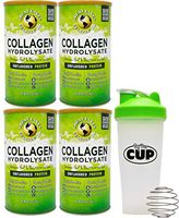 Great Lakes Gelatin, 4 Pk Collagen Hydrolysate 16 - Ounce Cans and By The Cup Shaker Combo