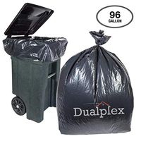 Dualplex® 95-96 Gallon Black Trash Bags for Toter, 2 Mil Garbage Bag Trash Can Liners, 25 Bags Per Case 61" X 68"