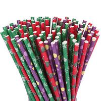 175ct Christmas Paper Straws Biodegradable for Cake Pop, Drinking, Juices, Shakes, Smoothies, Party Supplies Decorations, Events and Crafts 7 3/4 inch