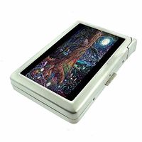 Tree Girl Nature Art Em1 Hip Silver Cigarette Case With Built In Lighter 4.75" X 2.75" Id Holder Metal Wallet RFID Protection