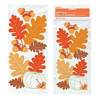 Unique Fall Leaves Cellophane Bags | 20 Count | Autumn, Fall, Thanksgiving and Halloween Party Favor Gift Bag