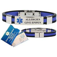 "Allergies Give EPIPEN" Designer Medical Alert ID Bracelet. Choose Color!