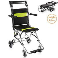 Wheelchair Medical Equipment Portable Folding Travel, Ultra Lightweight Transport for The Elderly and Children，Double Brakes, can take The Plane Walker Assist Devices