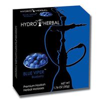 Hydro Non-Tobacco Flavored Herbal Molasses – Blue Viper Flavor for HOOKAHS: 50g Container is 2-5 Bowls for Your Hookah Pipe. They Offer Many Nicotine-Free Flavors for Your narguile Pipes.