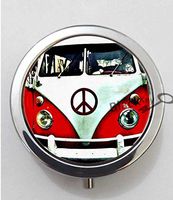 BlackKey City California Camper Bus Scenery Landscape 3-Compartment Decorative Pocket Gift Box Case Organizer for Pill, Color 1 -204