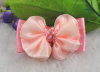 12pcs Polyester Yarn Double Bow Flowers Wedding Decoration Appliques-u Pick (Pink)