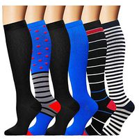 Iseasoo Compression Sock for Women & Men (6 Pairs)- Best Medical for Running, Athletic Sports, Crossfit, Fitness(S/M)