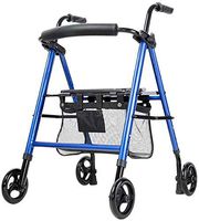 Folding Walking Frame, Lightweight Travel Walking Frame with Seat, Mobility Aid Adjustable Height Free Installationk, Physical Therapy Equipment,Blue