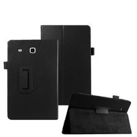 Iusun For Samsung Galaxy Tab E T560/T561 9.6inch Tablet Thinnest and Lightest Leather Cover Case +Tocuh Pen (Black)